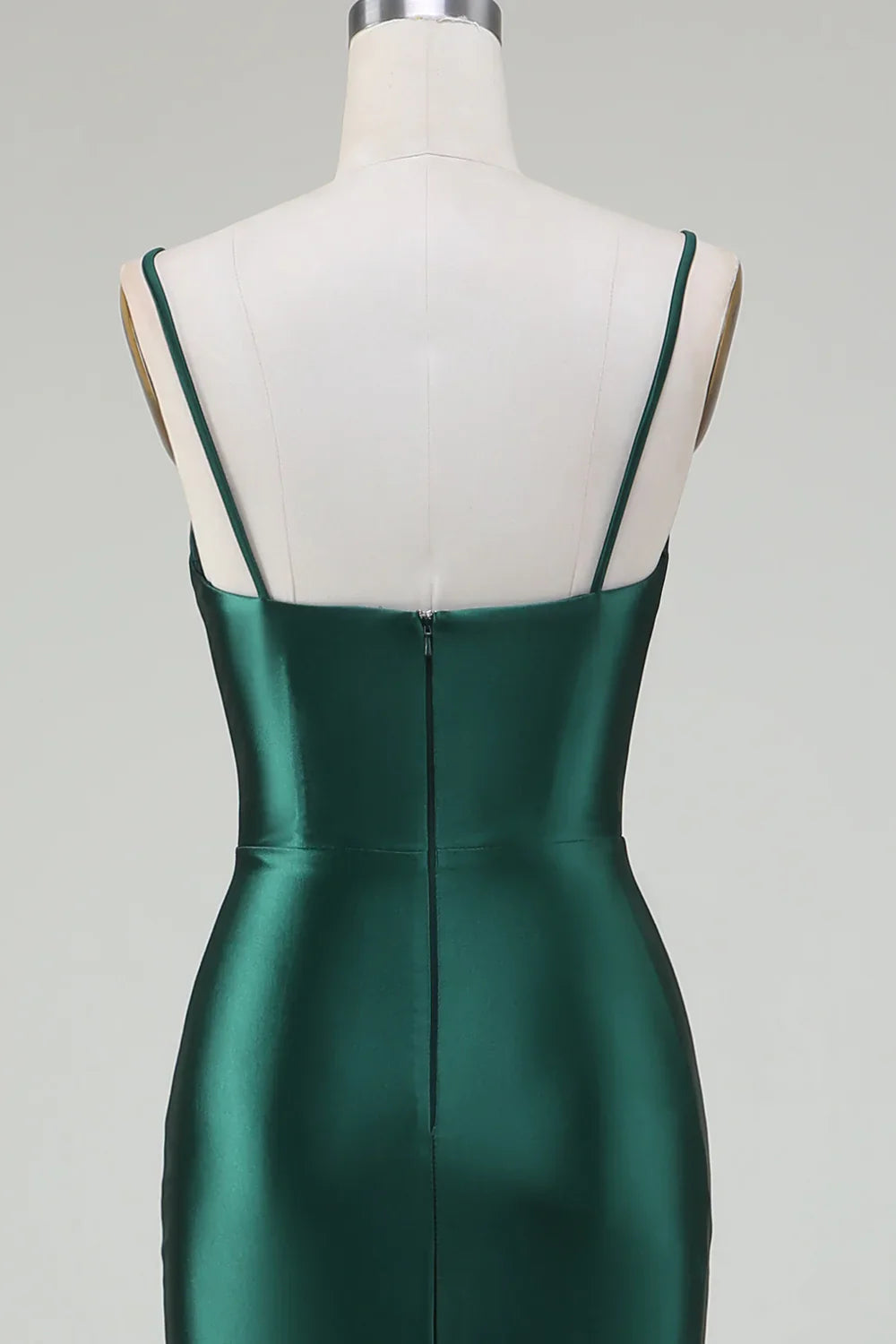 DingJiDress Dark Green Mermaid Spaghetti Straps Sweep Train Prom Dress