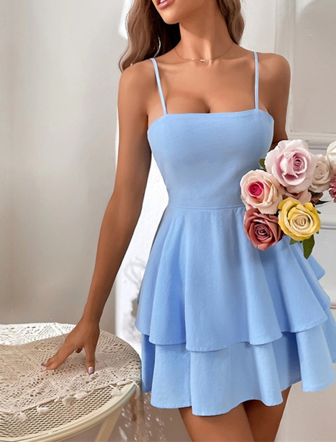 Women's Mini Dress Casual Dress Sexy Dress Summer Dress Slip Dress Fashion Outdoor Party Holiday Regular Fit Plain Sleeveless Spaghetti Strap Black Blue Green Summer Spring