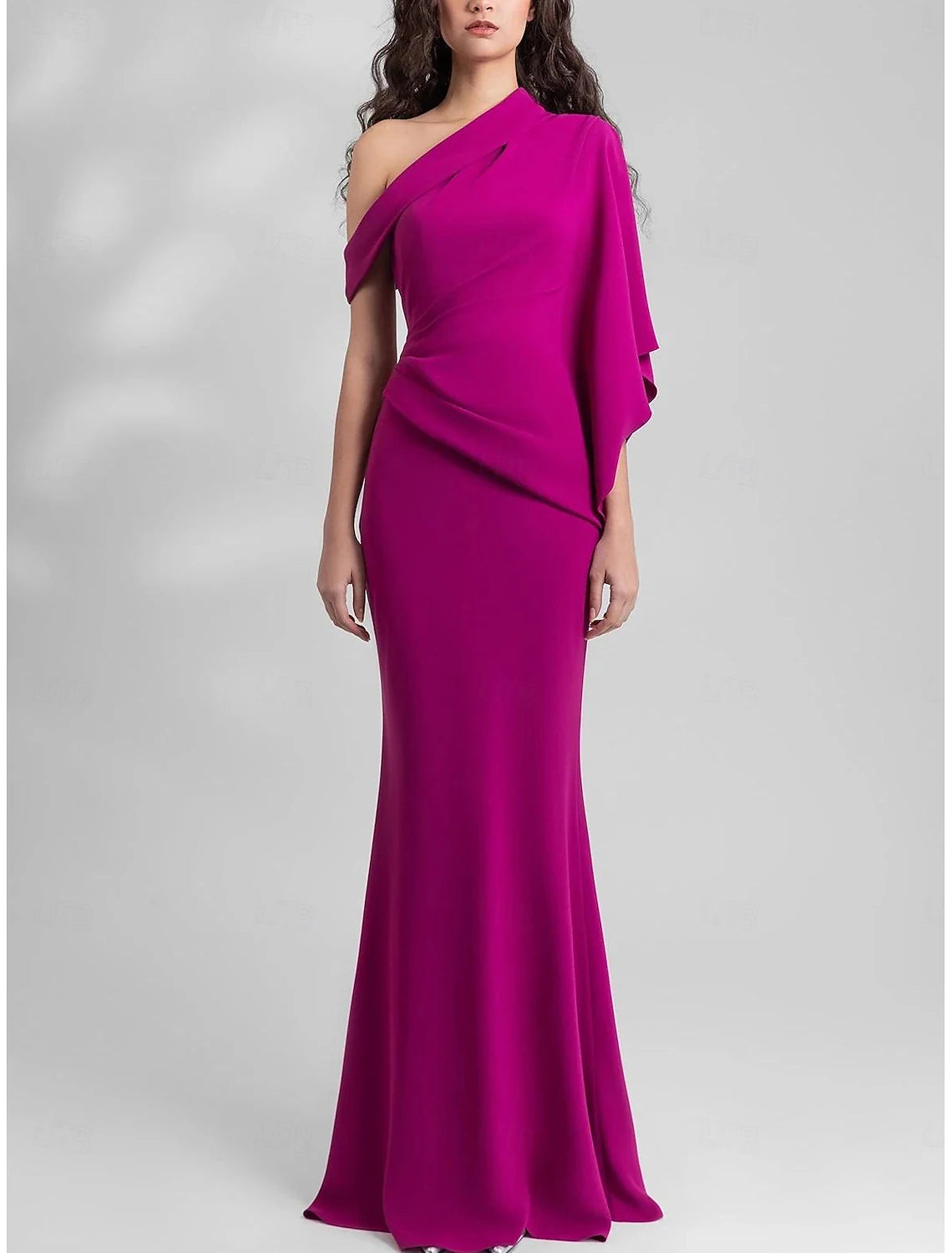 Mermaid Wedding Guest Dresses Elegant Dress Formal Wedding Guest Floor Length Sleeveless One Shoulder Pink Dress Chiffon with Pleats