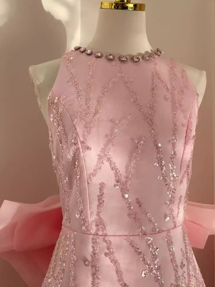 Sexy A-line light pink sequin travel vacation dress short birthday dress