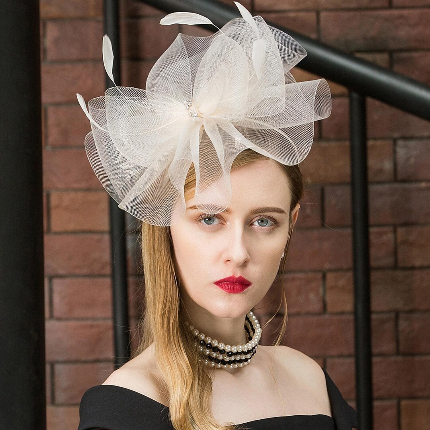 DingJiDress Headbands Hats Headwear Top Hat Veil Hat Wedding Tea Party Elegant Wedding With Bowknot Tulle Headpiece Headwear