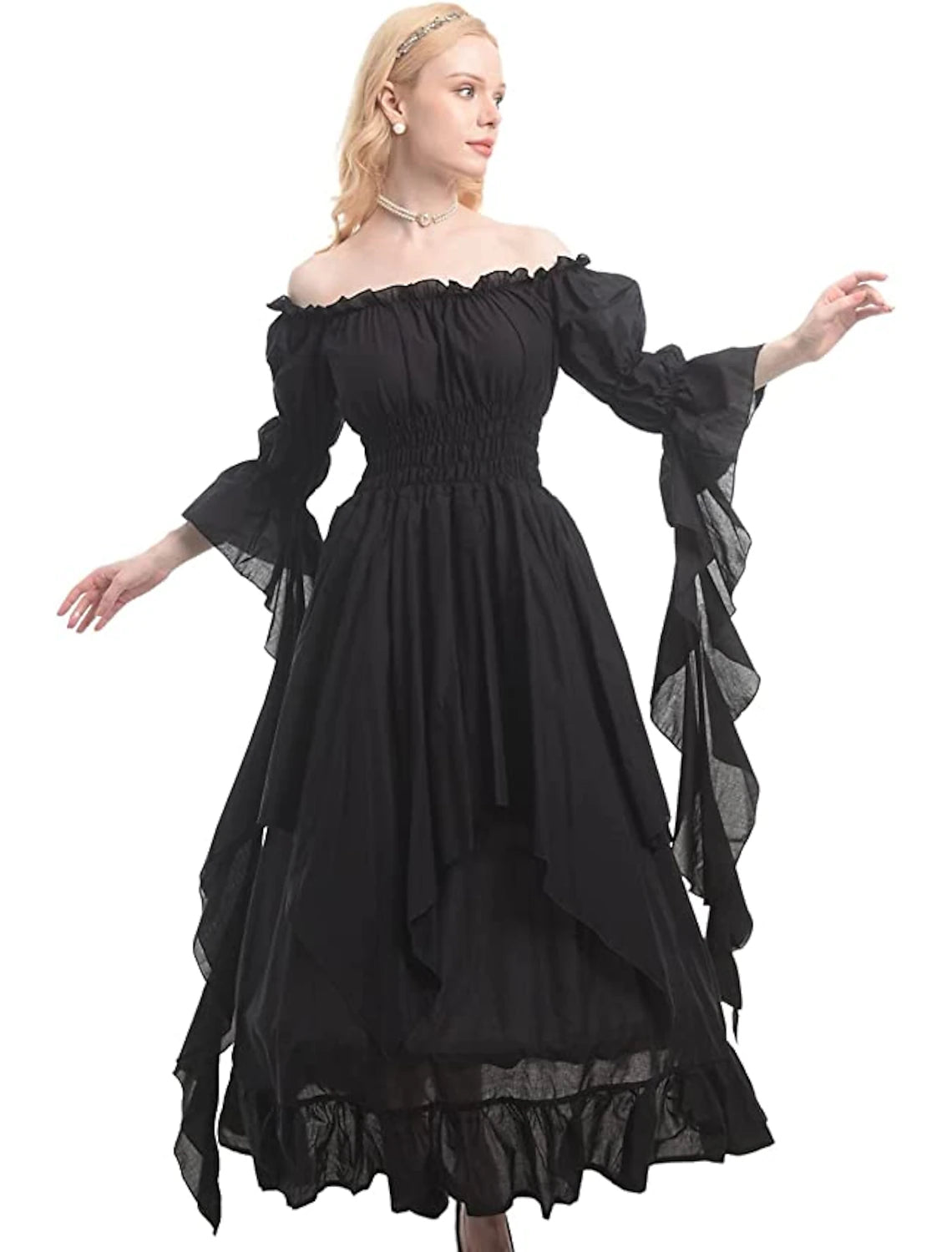 Gothic Vintage Medieval Renaissance Dress Cosplay Costume Women's Girls' Costume Vintage Cosplay Performance Party / Evening Stage 3/4-Length Sleeve Dress Halloween