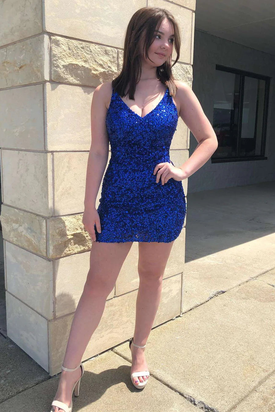 Red Sequins Tight Mini Homecoming Dress