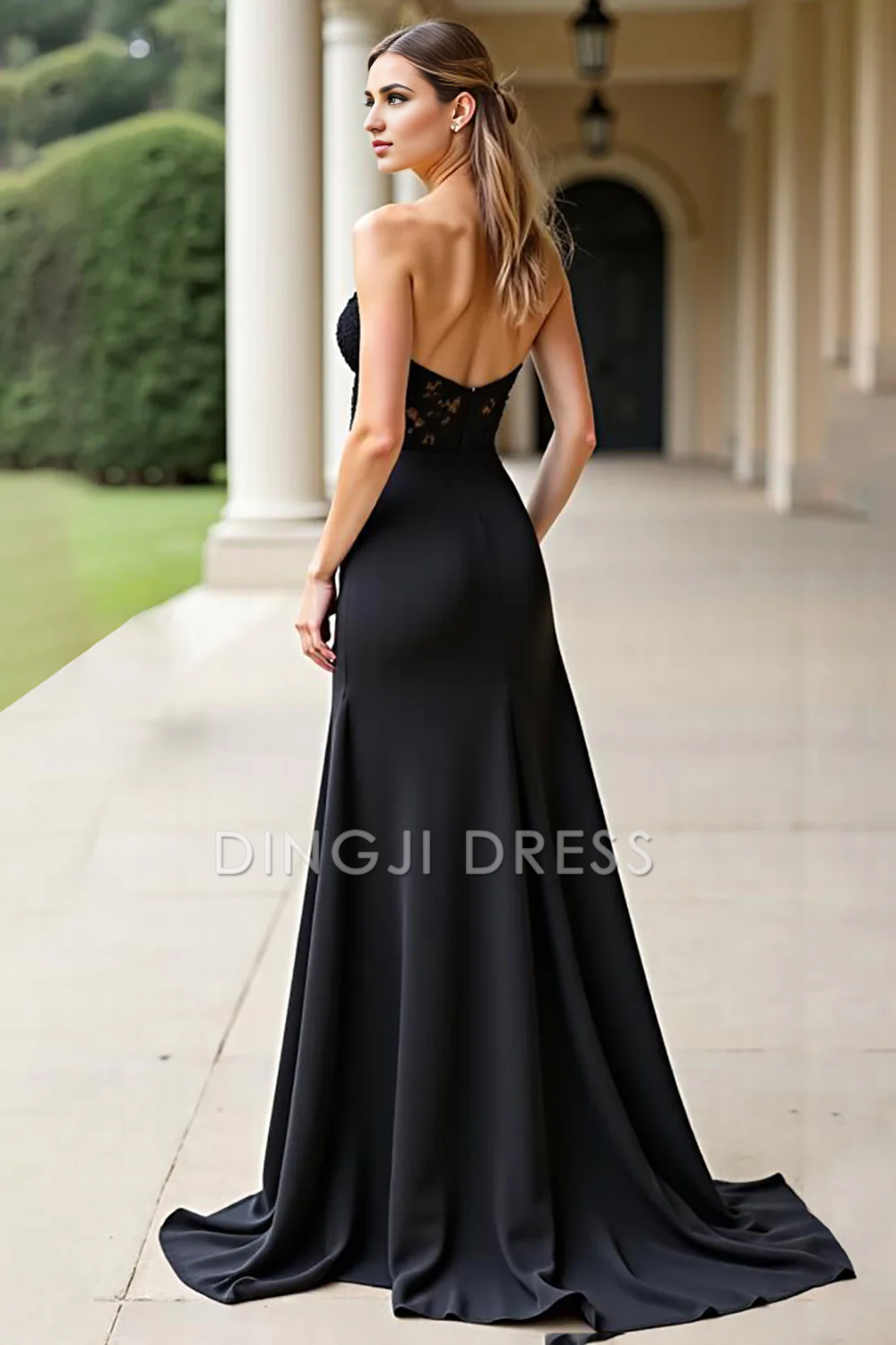 DingJiDress High Quality Dress Exquisite Elegant A Line Lace Strapless Sweetheart Backless Long Prom Dress