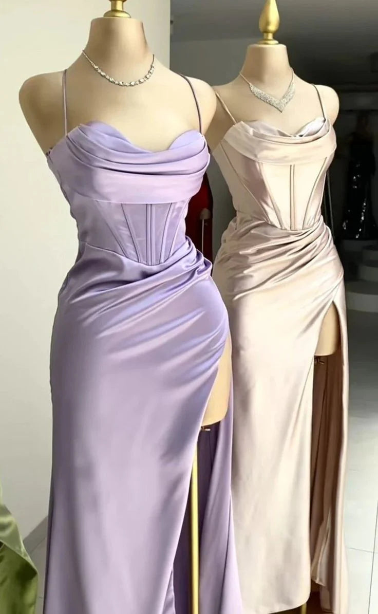 Elegant long slit ballroom dress, party evening dress