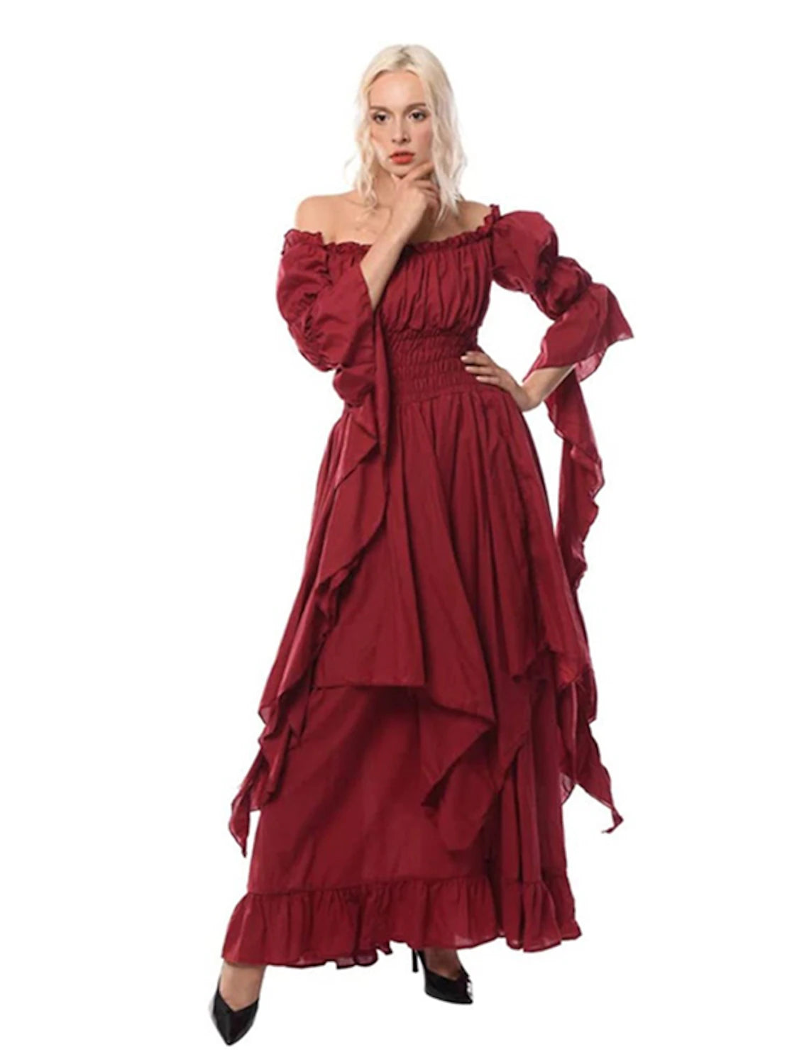 Gothic Vintage Medieval Renaissance Dress Cosplay Costume Women's Girls' Costume Vintage Cosplay Performance Party / Evening Stage 3/4-Length Sleeve Dress Halloween