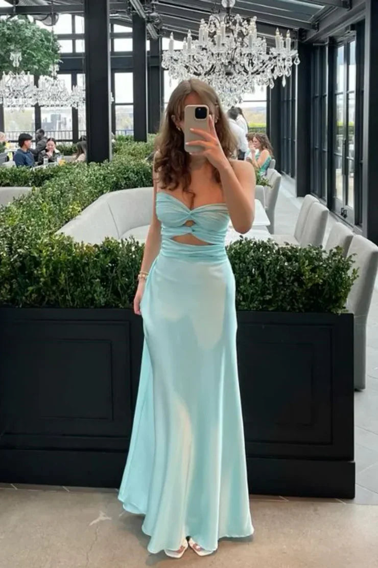 DingJiDress Charming Mermaid Sheath Sweetheart Keyhole Satin Sexy Fashion Prom Dress