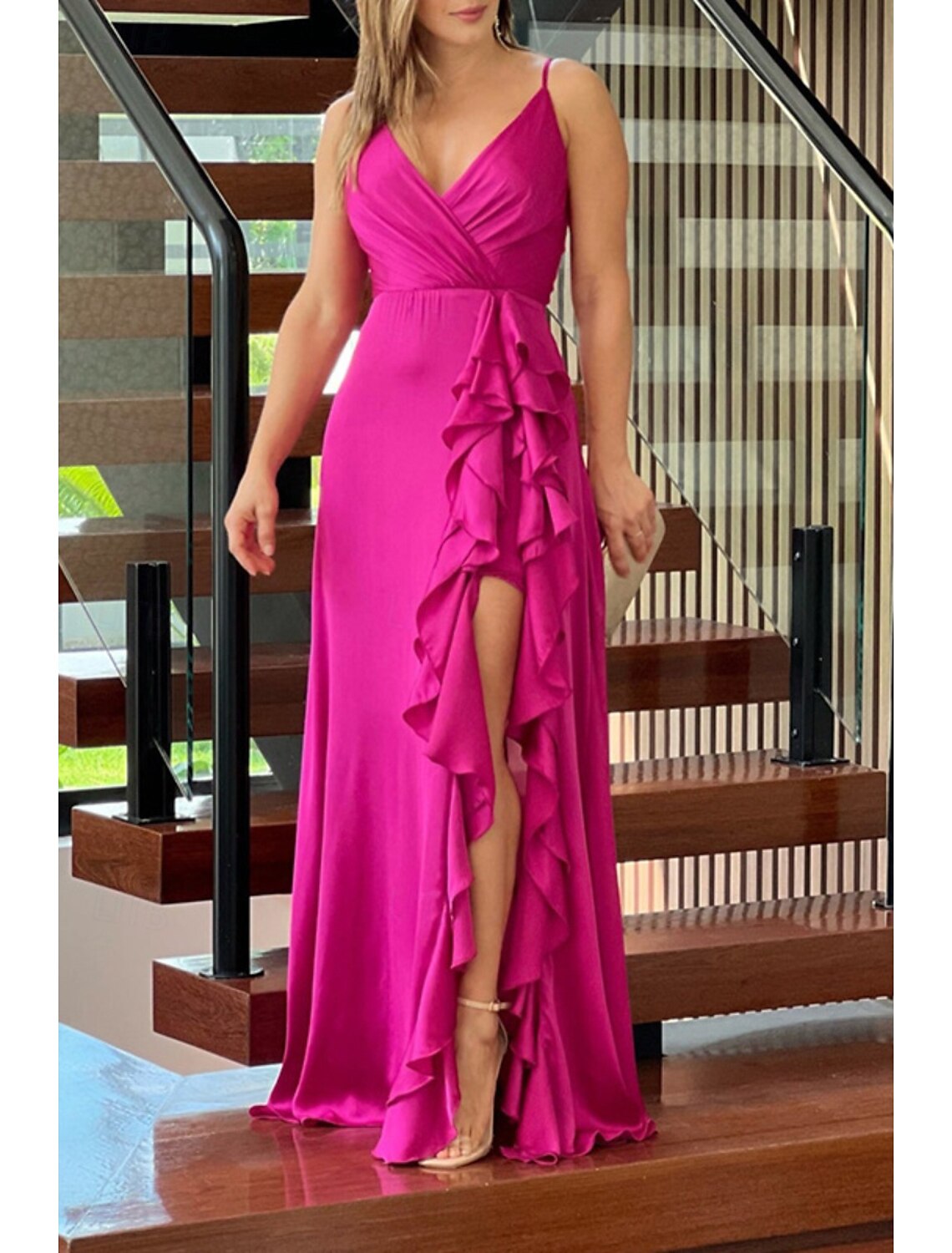 Women's Long Dress Maxi Dress Prom Dress Party Dress Cocktail Dress Slip Dress Fashion Party Special Occasion Date Regular Fit Plain Sleeveless Spaghetti Strap Green Dark Blue Rose Red Summer