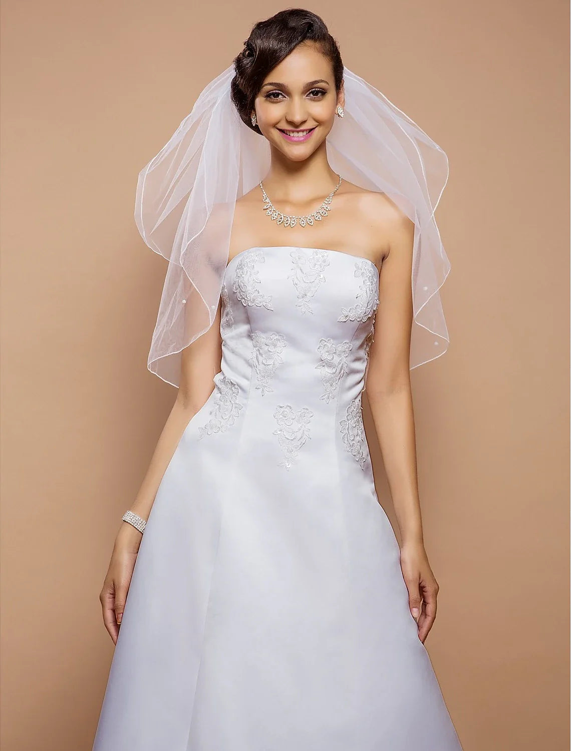 DingJiDress Two-tier Pencil Wedding Veils with Pearl 31.5 in (80cm) Tulle A-line, Ball Gown, Princess, Sheath / Column, Trumpet / Mermaid / Classic