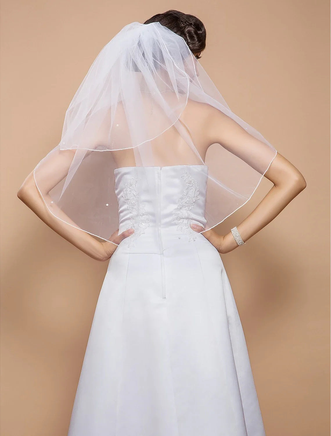 DingJiDress Two-tier Pencil Wedding Veils with Pearl 31.5 in (80cm) Tulle A-line, Ball Gown, Princess, Sheath / Column, Trumpet / Mermaid / Classic