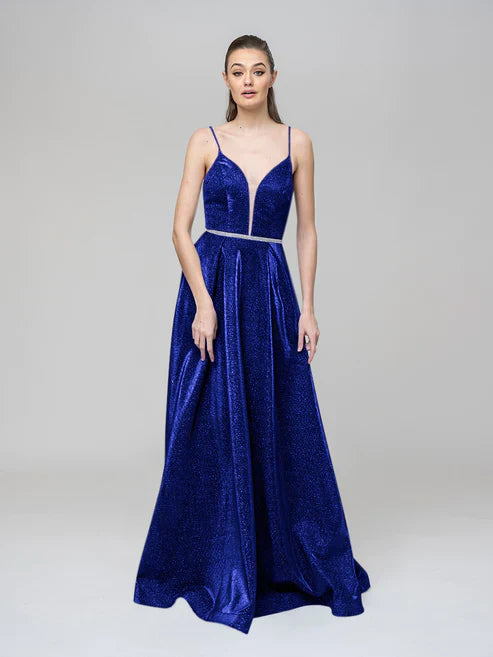 DingJiDress Plunging V Neck Criss Cross Back A Line Prom Dresses