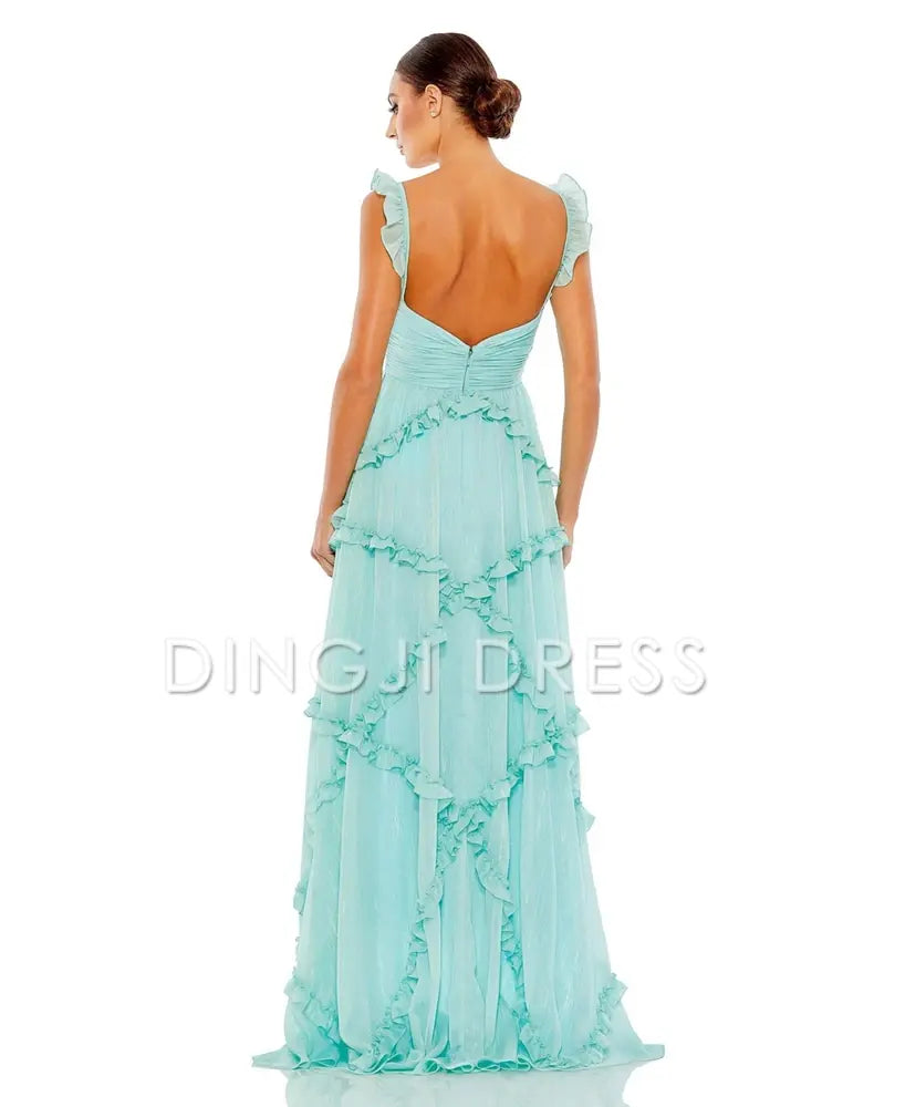 DingJiDress Charming A Line Sweetheart Long with Ruffles Fashion Cute Prom Dress