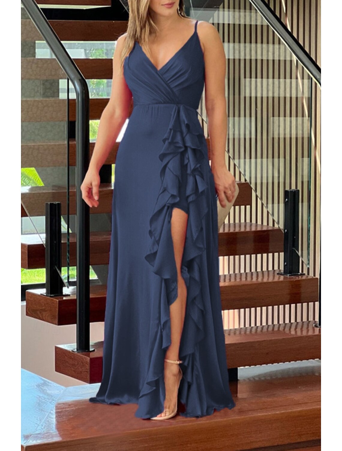Women's Long Dress Maxi Dress Prom Dress Party Dress Cocktail Dress Slip Dress Fashion Party Special Occasion Date Regular Fit Plain Sleeveless Spaghetti Strap Green Dark Blue Rose Red Summer