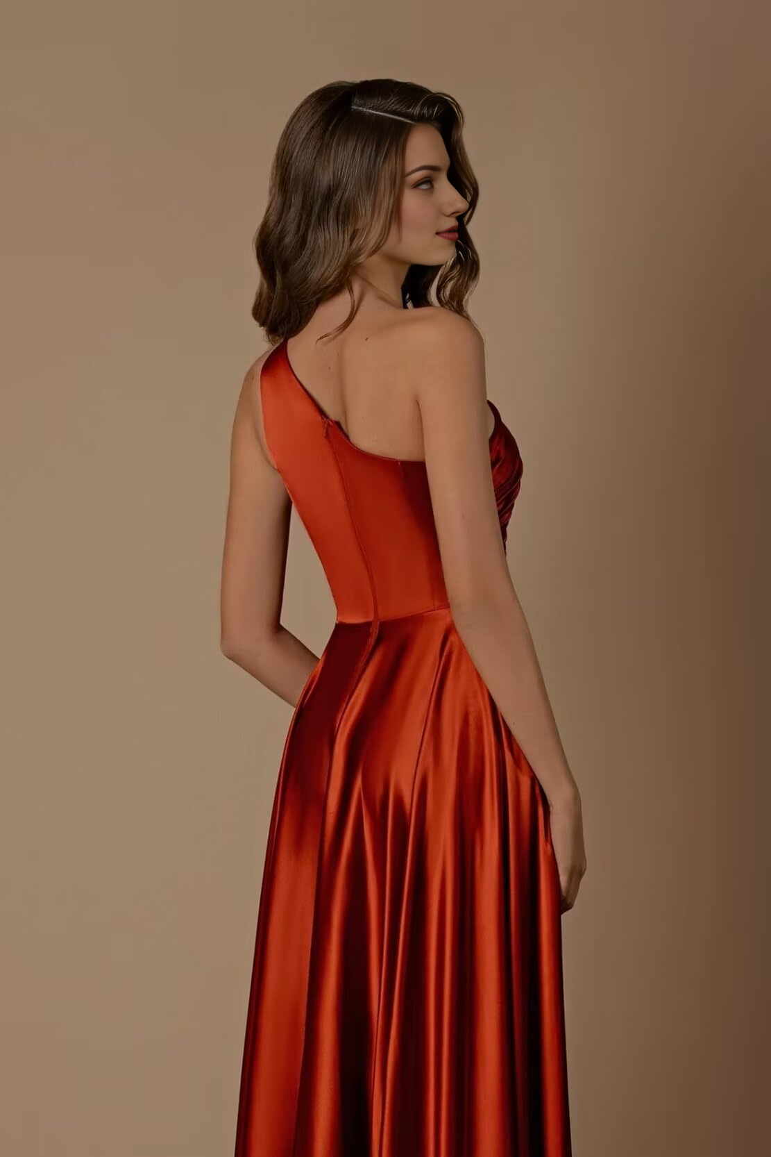 DingJiDress Prom Dresses Women One Shoulder Ruched with Pockets Slit Long Formal Wear Dresses Wedding Guest Dresses