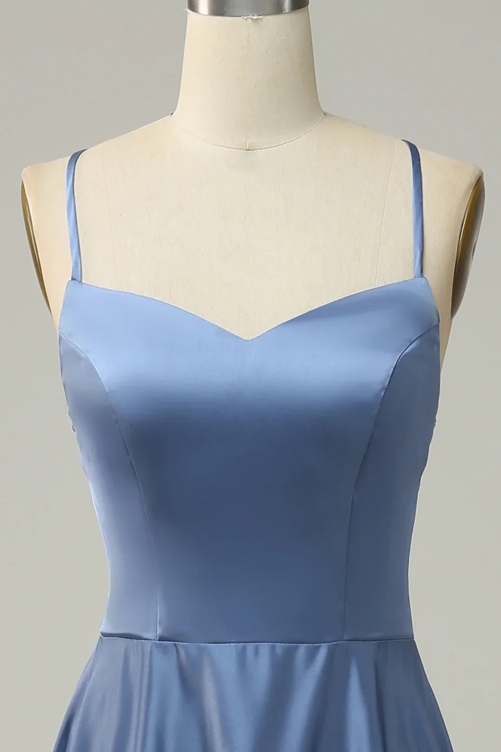 DingJiDress Grey Blue Halter A Line Long Bridesmaid Dress