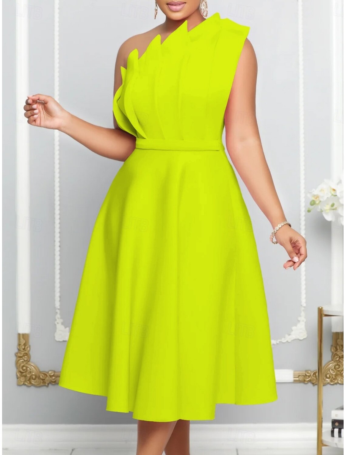 Women's Mini Dress A Line Dress Off The Shoulder Dress Elegant Party Cocktail Outdoor Party Wedding Guest Regular Fit Graphic Sleeveless One Shoulder White Pink Red Green Summer