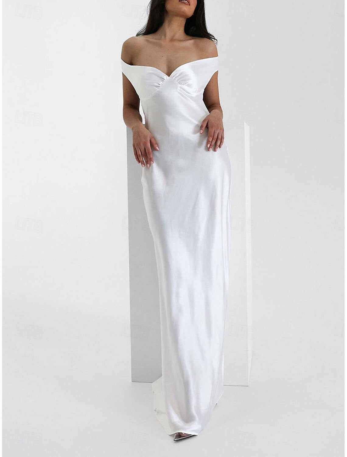 Yellow Dress Mermaid  Trumpet Party Dresses Elegant Dress Wedding Wedding Guest Floor Length Sleeveless Off Shoulder Backless with Ruched