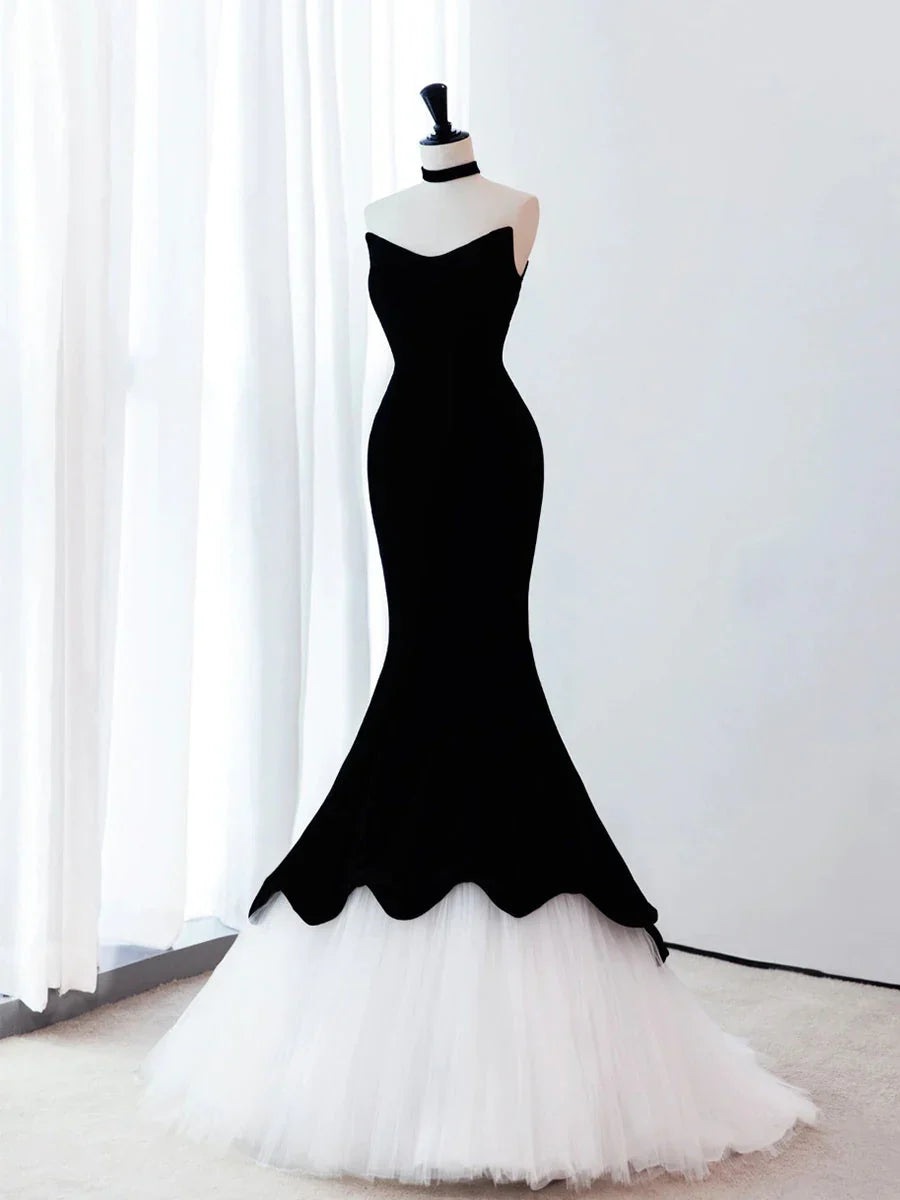 Black Velvet Mermaid Long Ball Dress Formal Evening Dress
