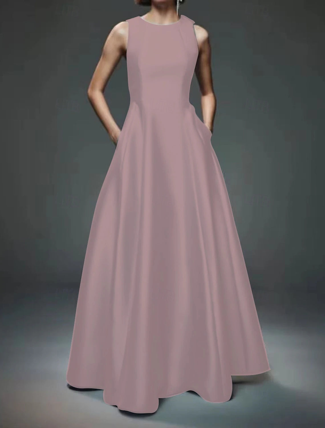 A-Line Evening Gown Party Dress Evening Party Prom Floor Length Sleeveless Crew Neck Cotton Backless with Criss Cross