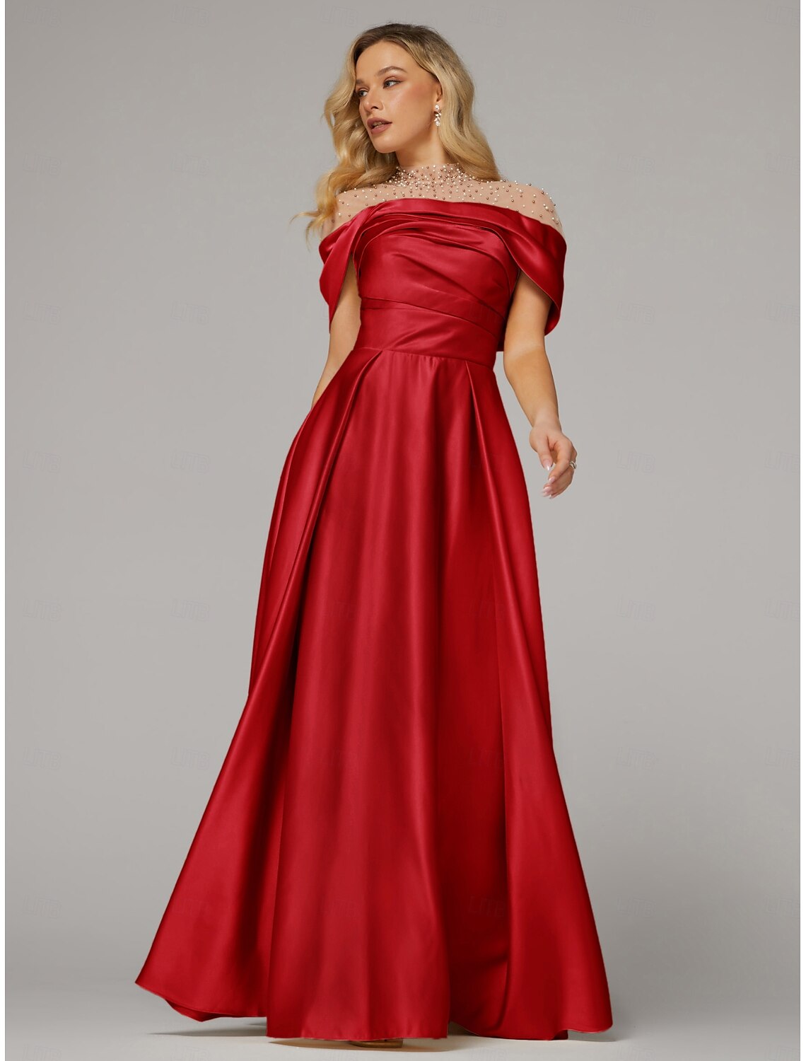 A-Line Cocktail Dresses Elegant Dress Wedding Guest Homecoming Tea Length Short Sleeve V Neck Satin V Back with Pleats Derby Dresses