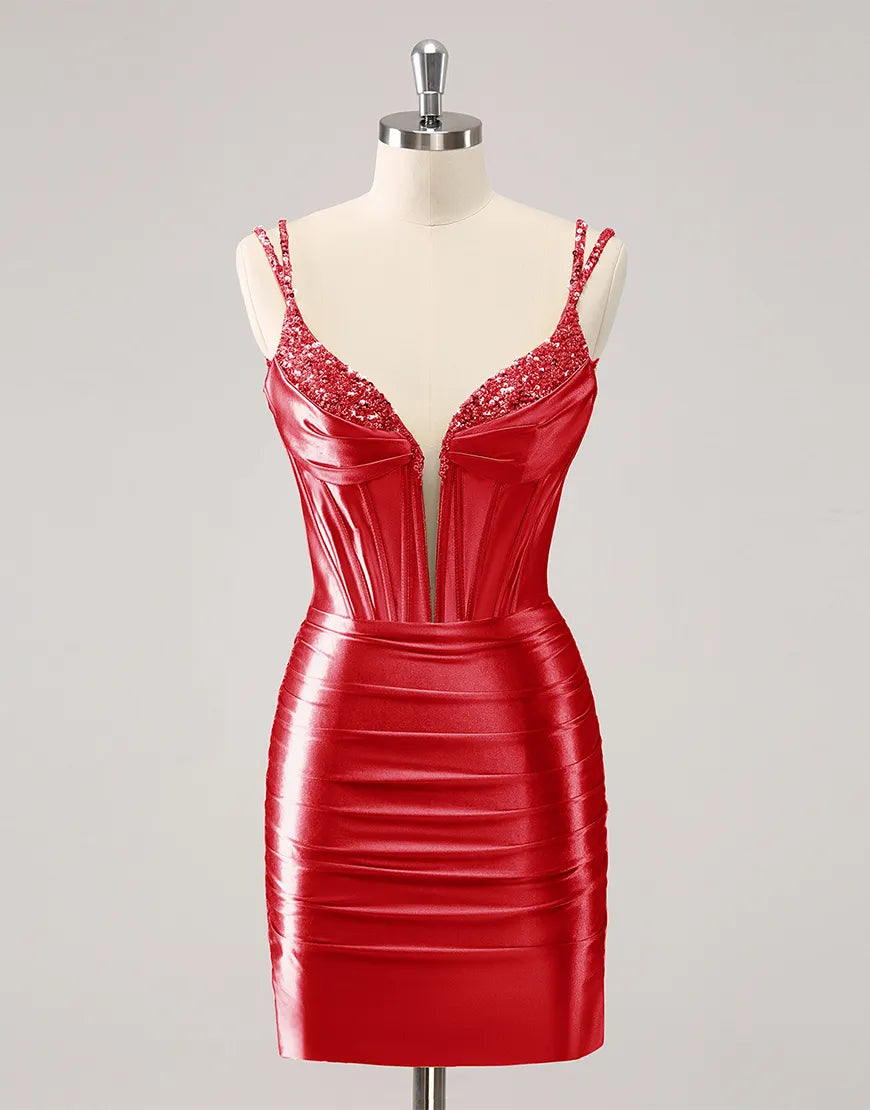 Elegant and fashionable short suspender satin slim fit back to school party dress