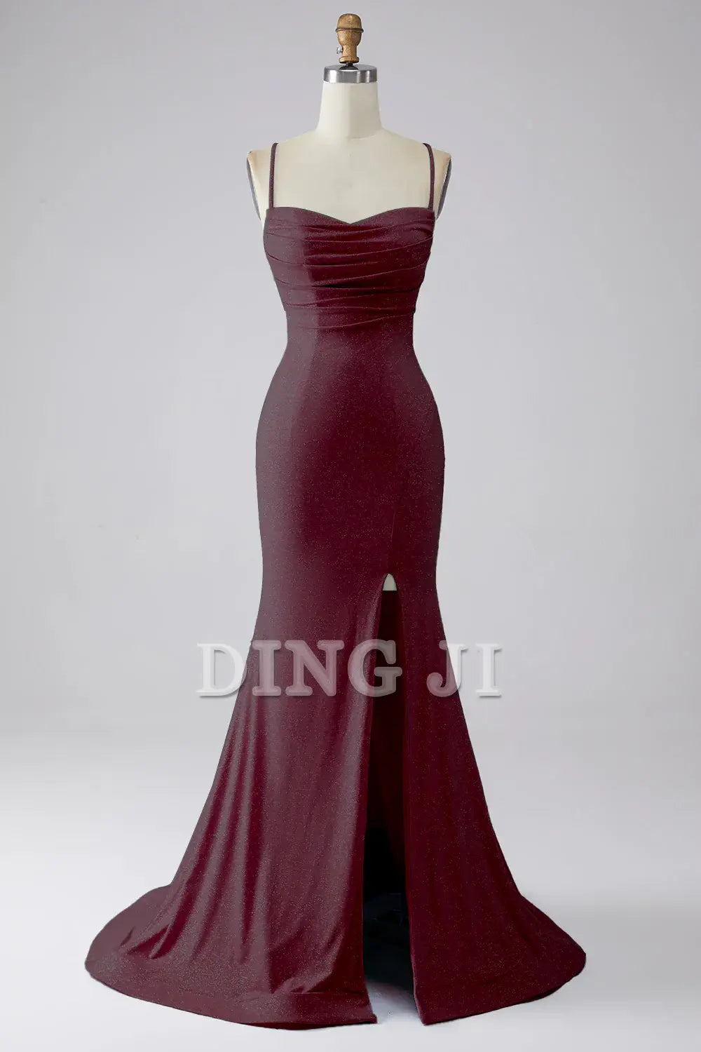 DingJiDress Prom Dress Sparkly Mermaid Spaghetti Straps Backless Side Fork Long Formal Women's Dresses Wedding Guests Dresses