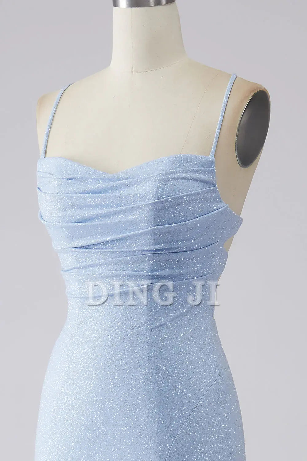 DingJiDress Prom Dress Sparkly Mermaid Spaghetti Straps Backless Side Fork Long Formal Women's Dresses Wedding Guests Dresses