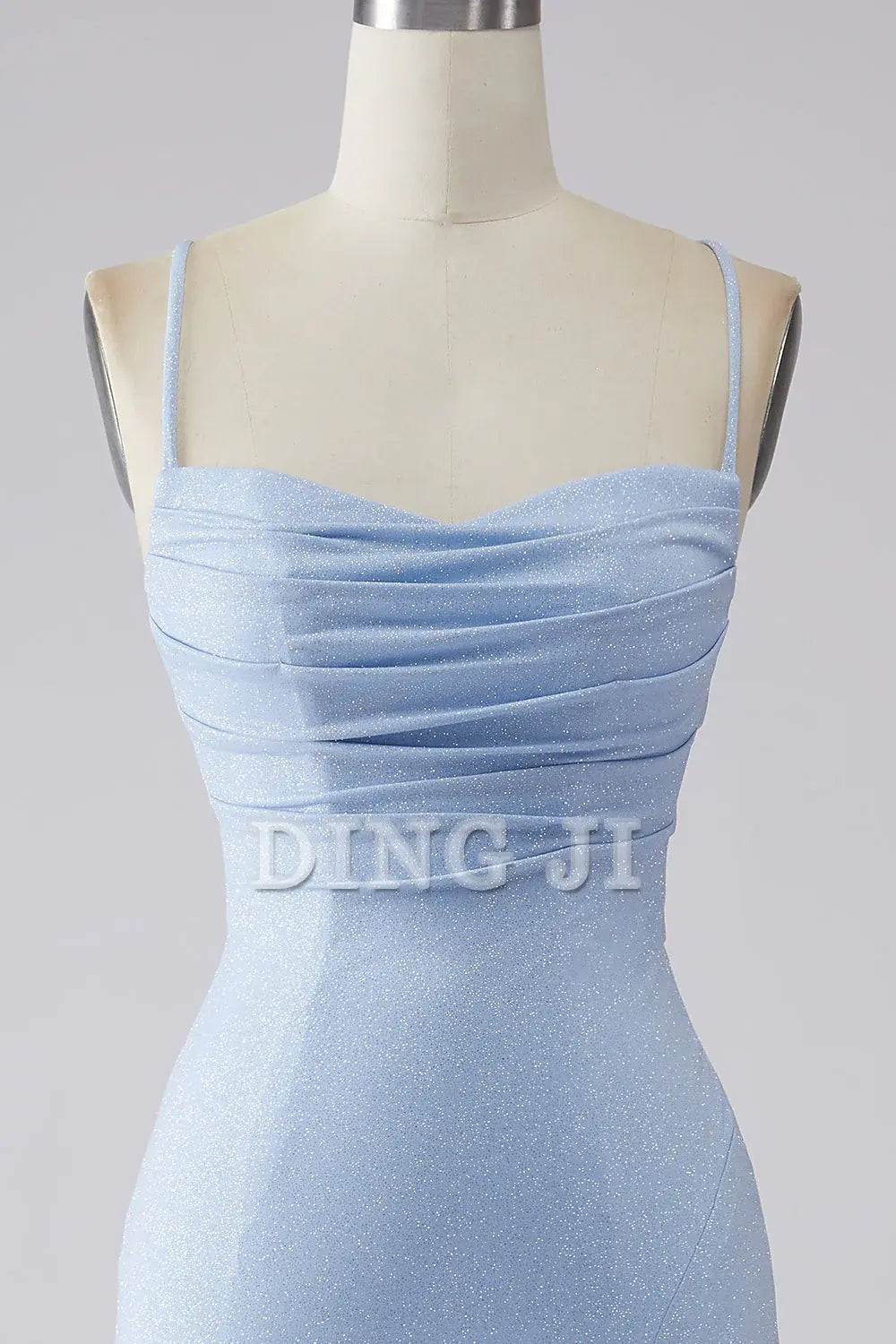 DingJiDress Prom Dress Sparkly Mermaid Spaghetti Straps Backless Side Fork Long Formal Women's Dresses Wedding Guests Dresses