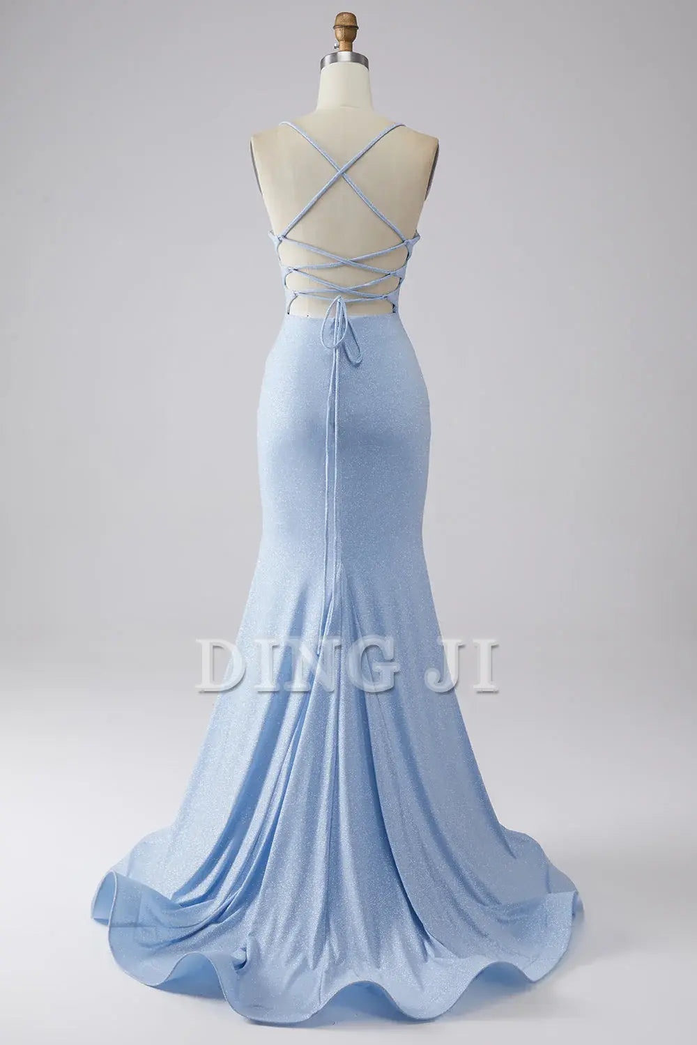 DingJiDress Prom Dress Sparkly Mermaid Spaghetti Straps Backless Side Fork Long Formal Women's Dresses Wedding Guests Dresses
