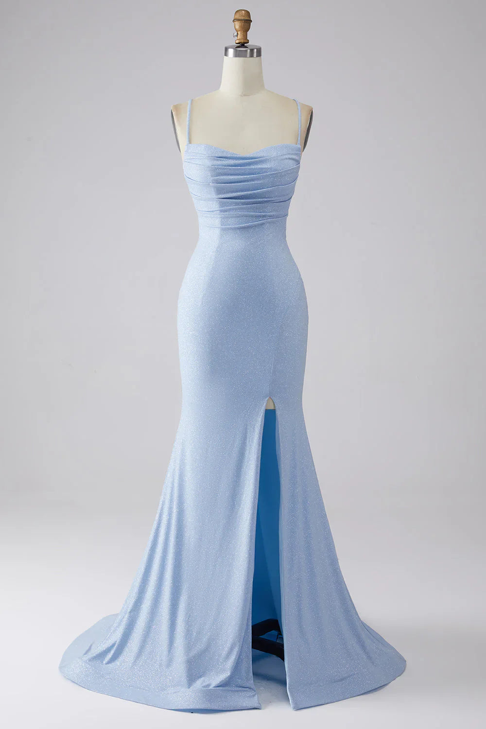 DingJiDress Prom Dress Sparkly Mermaid Spaghetti Straps Backless Side Fork Long Formal Women's Dresses Wedding Guests Dresses