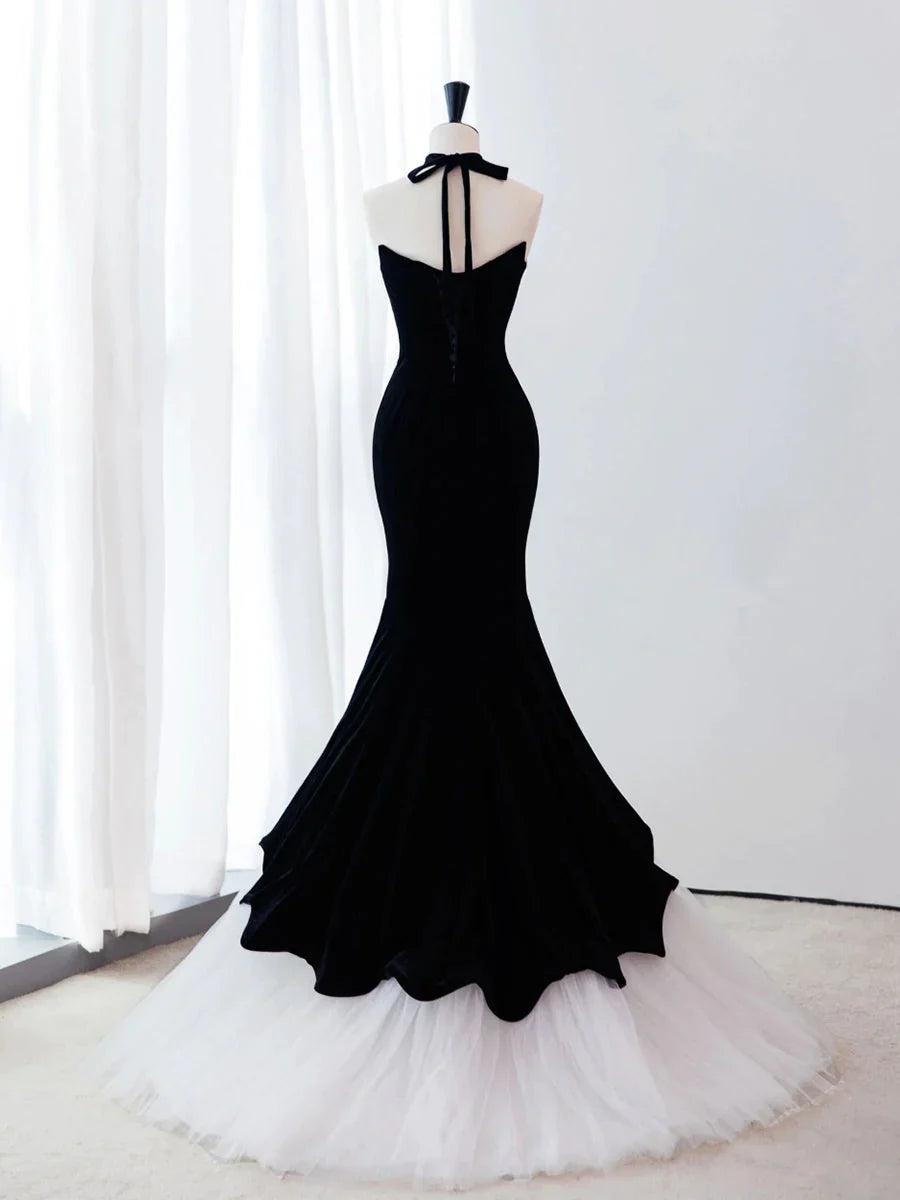 Black Velvet Mermaid Long Ball Dress Formal Evening Dress
