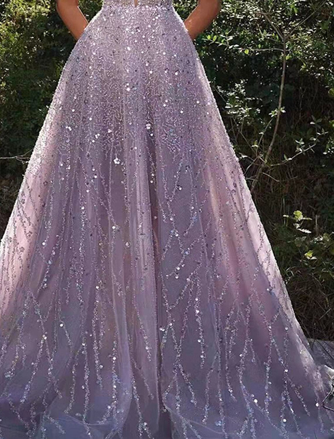 A-Line Prom Dresses Sparkle & Shine Dress Formal Wedding Party Floor Length Sleeveless V Neck Sequined Backless with Sequin Masquerade Dress