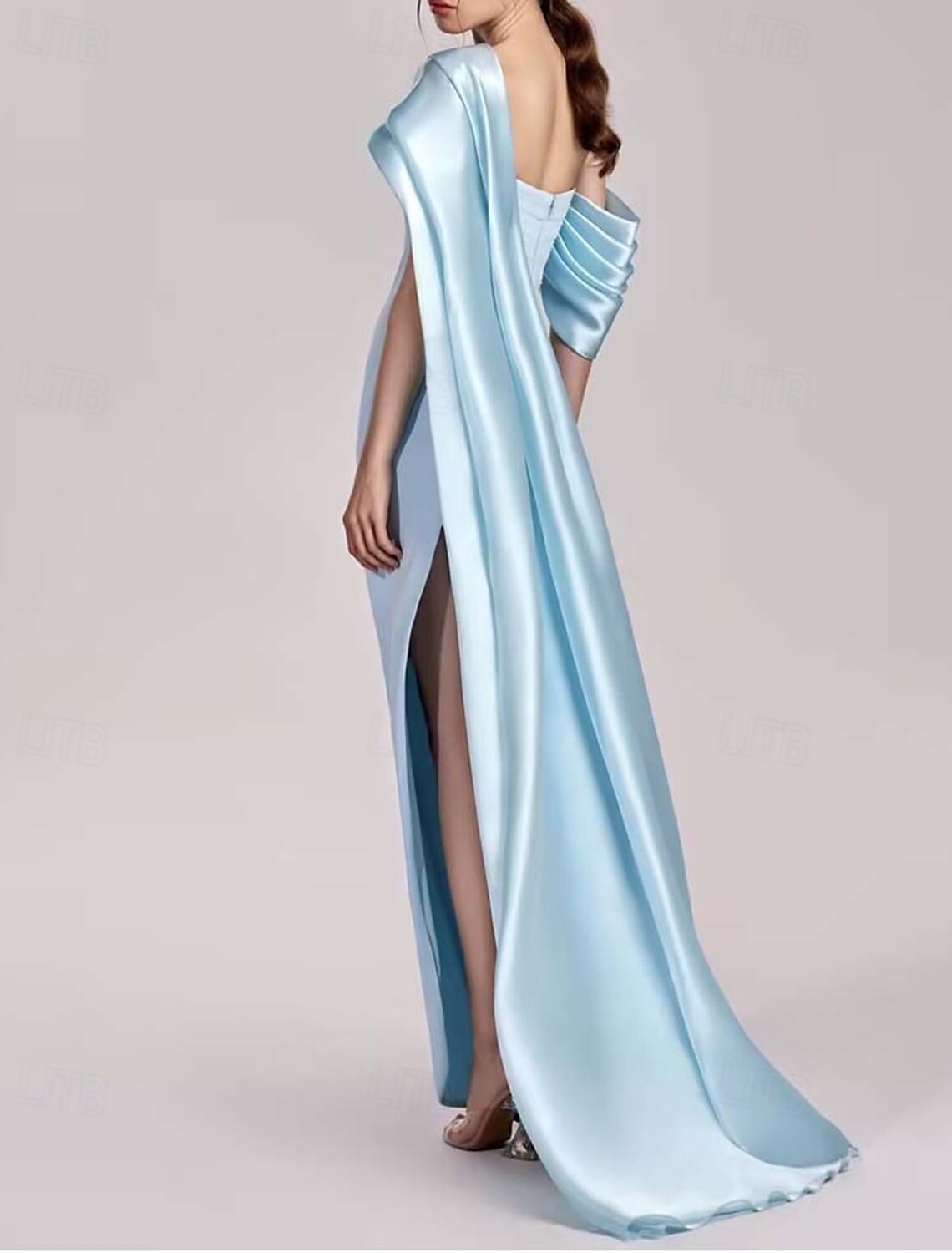 Sheath / Column Evening Gown Elegant Drapped Dress Formal Performance Floor Length Sleeveless Off Shoulder Stretch Crepe with Pleats