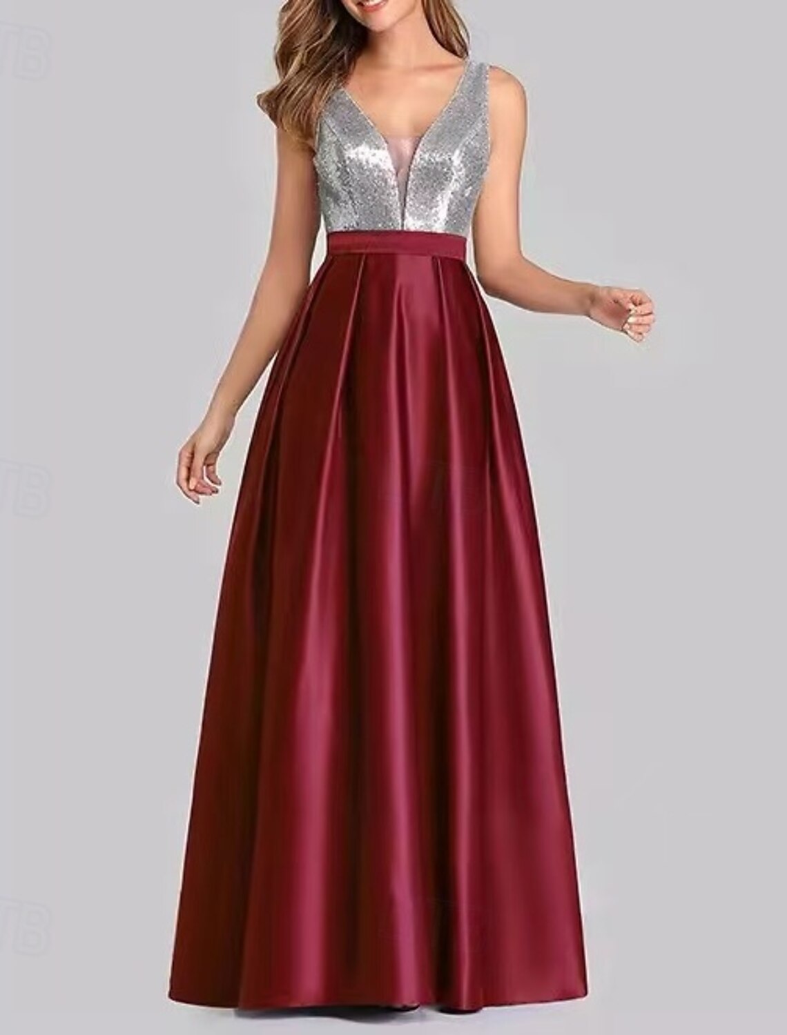 A-Line Evening Gown Party Dress Evening Party Black Tie Gala Floor Length Sleeveless V Neck Belt / Sash Cotton Backless V Back with Glitter Sequin