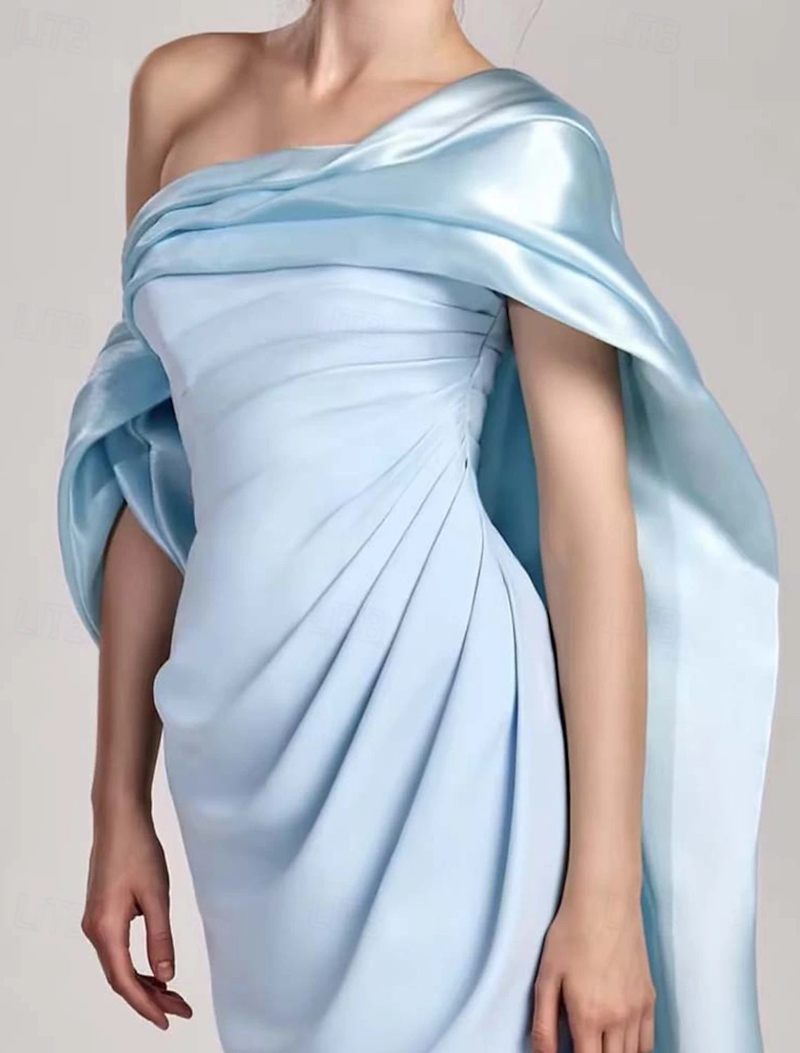 Sheath / Column Evening Gown Elegant Drapped Dress Formal Performance Floor Length Sleeveless Off Shoulder Stretch Crepe with Pleats