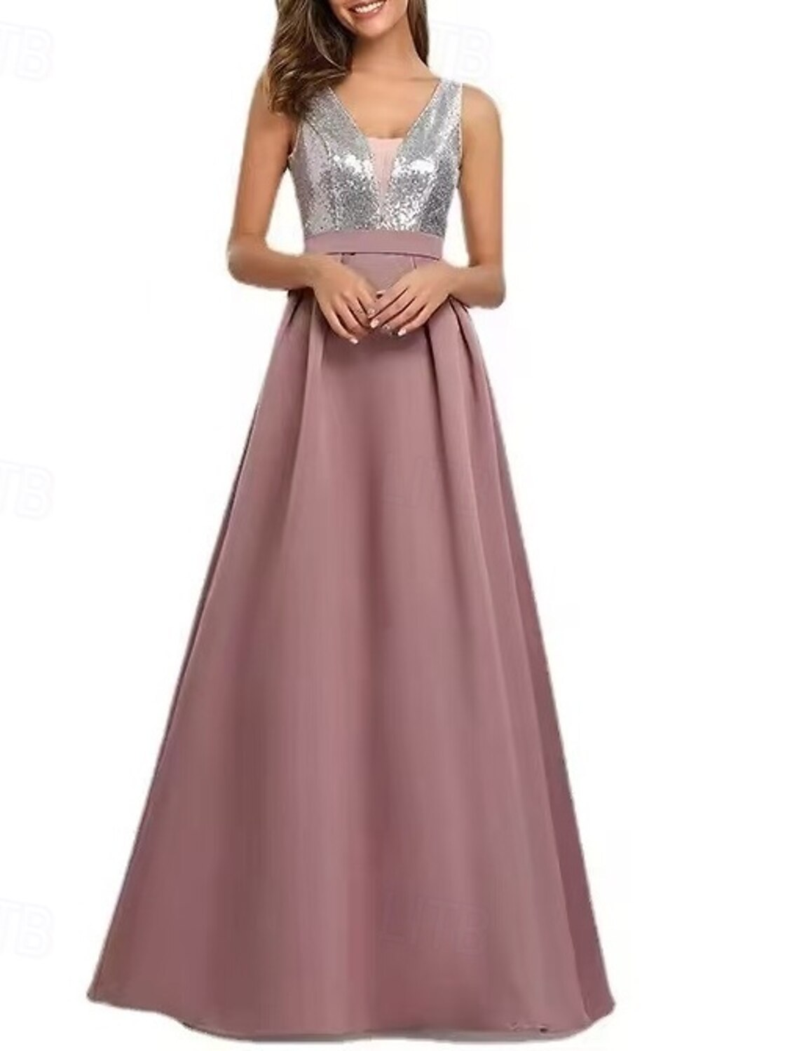 A-Line Evening Gown Party Dress Evening Party Black Tie Gala Floor Length Sleeveless V Neck Belt / Sash Cotton Backless V Back with Glitter Sequin