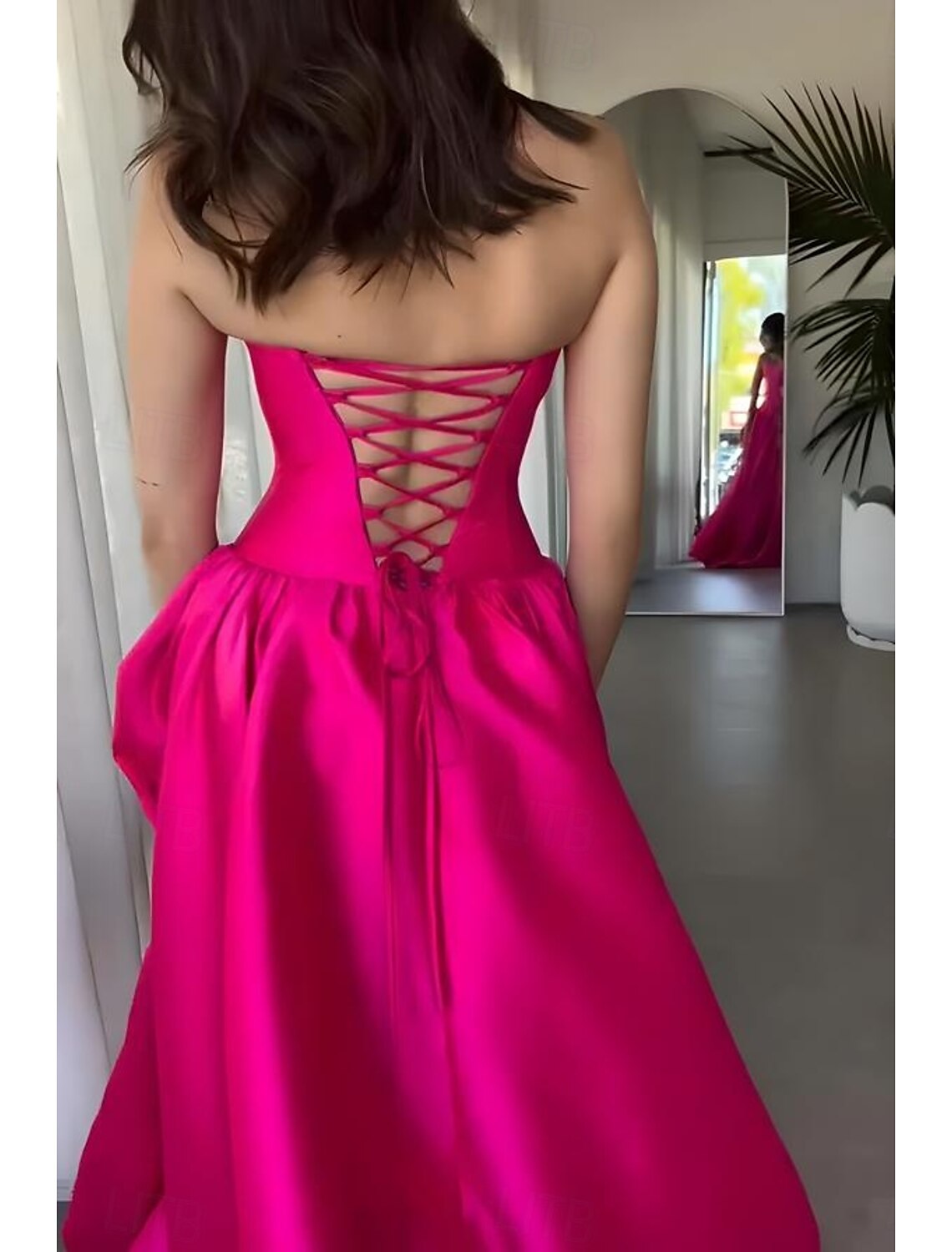 A-Line Hot Pink Prom Drop Waist Dresses Elegant Corset Dress Formal Evening Party Floor Length Sleeveless Off Shoulder Satin with Ruched