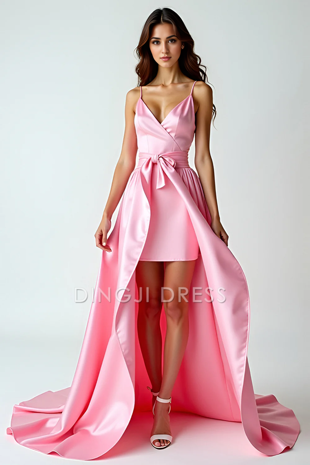 DingJiDress High Quality Dress Elegant V-Neck Spaghetti Strap Backless Asymmetrical High-Low Fashion Prom Dress