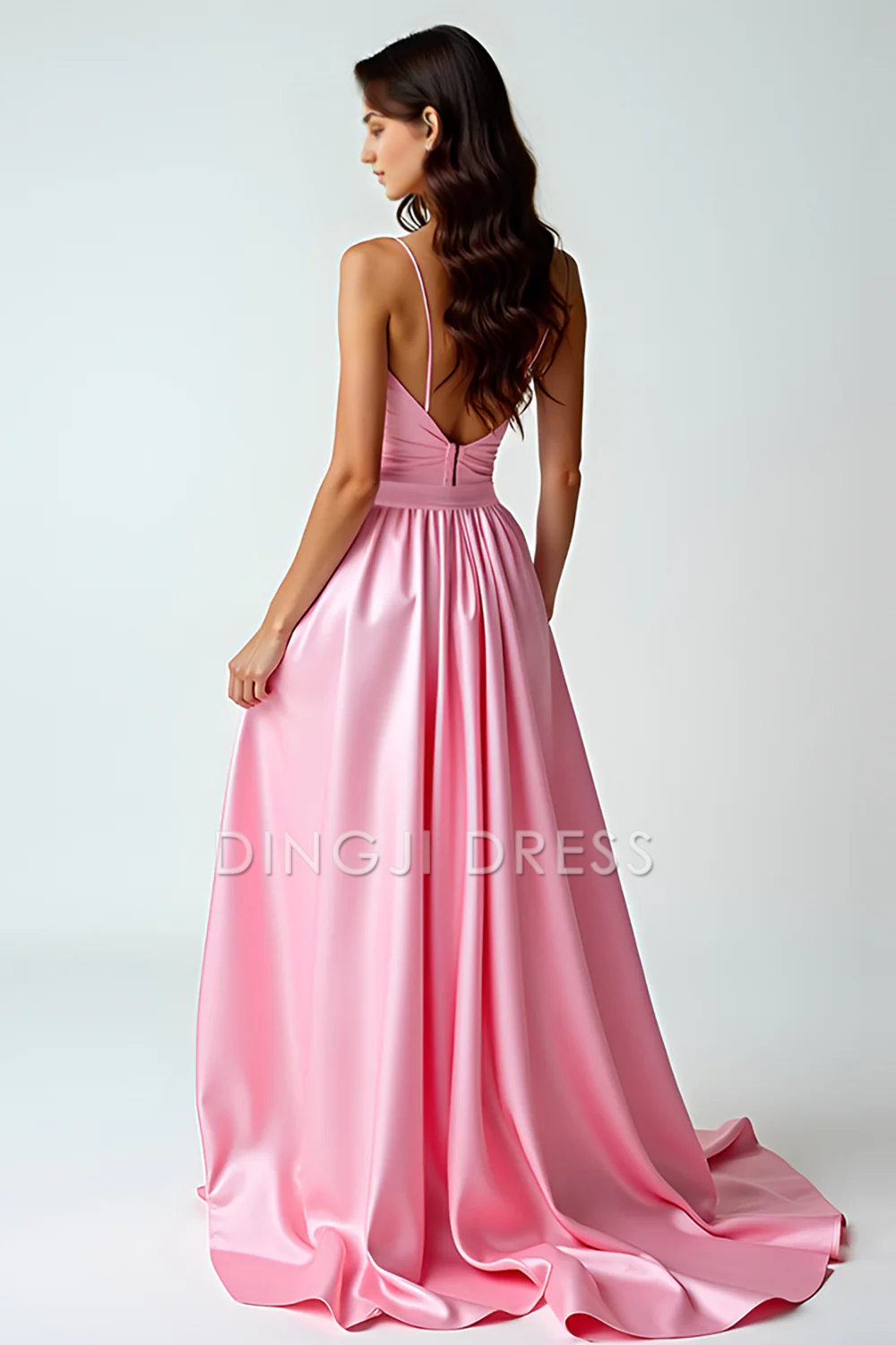 DingJiDress High Quality Dress Elegant V-Neck Spaghetti Strap Backless Asymmetrical High-Low Fashion Prom Dress