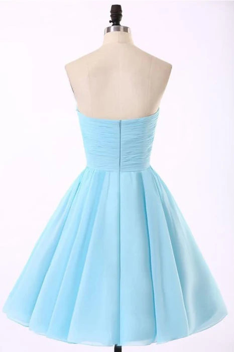 Sleeveless Blue Chiffon Beading Homecoming/Prom Dresses
