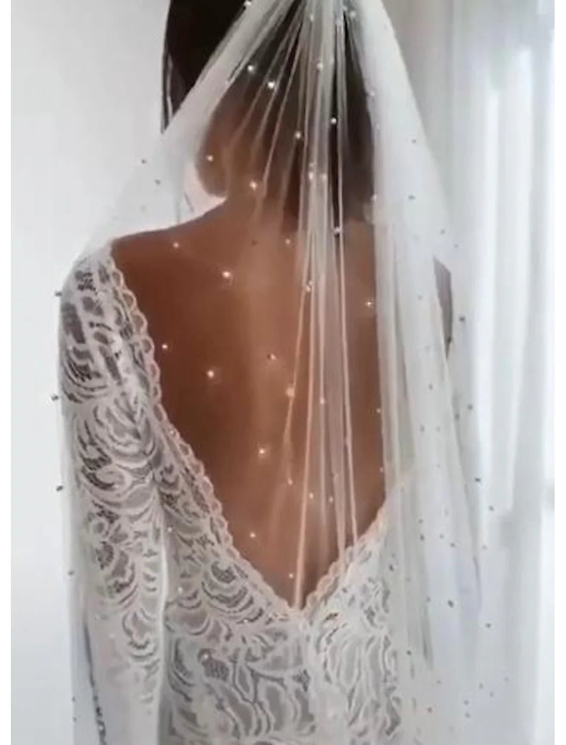 DingJiDress One-tier Elegant / Classic Wedding Veil Cathedral Veils with Pure Color Tulle