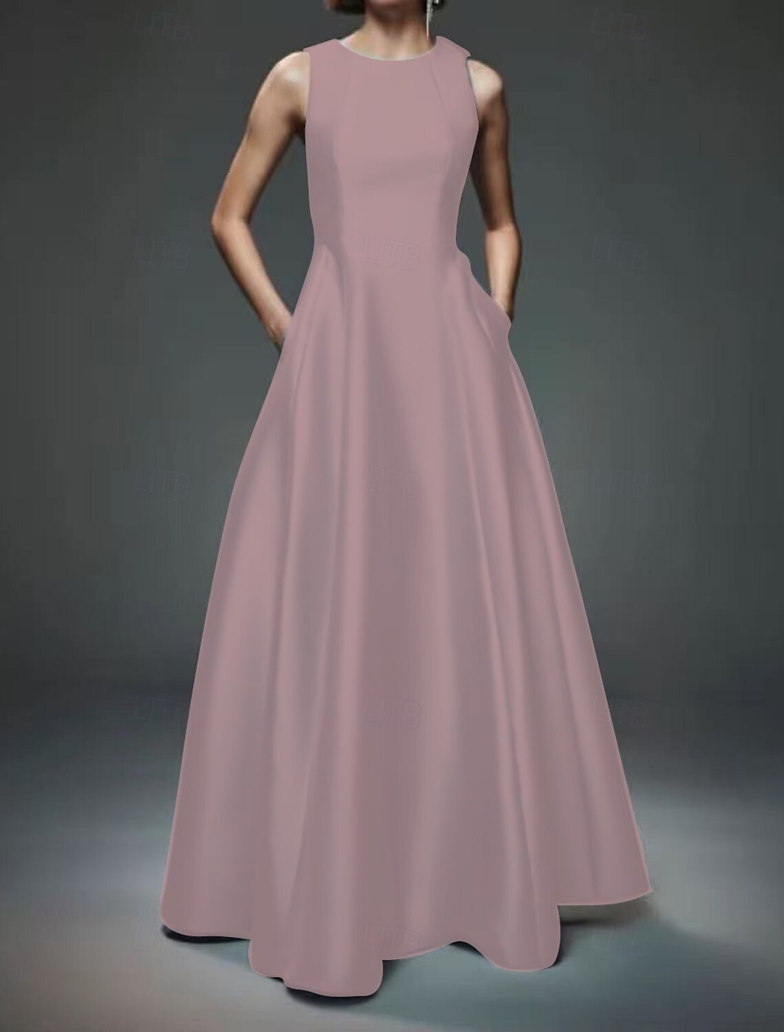A-Line Evening Gown Party Dress Evening Party Prom Floor Length Sleeveless Crew Neck Cotton Backless with Criss Cross