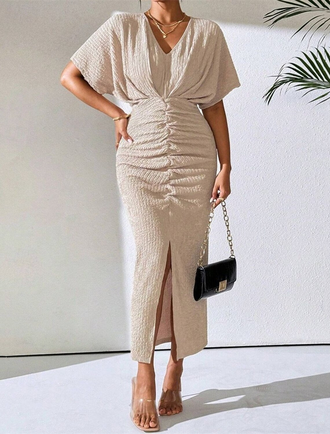 Women's Midi Dress Party Dress Summer Dress Fashion Classic Modern Outdoor Vacation Holiday Regular Fit Plain Sleeveless V Neck Black Brown Apricot Summer