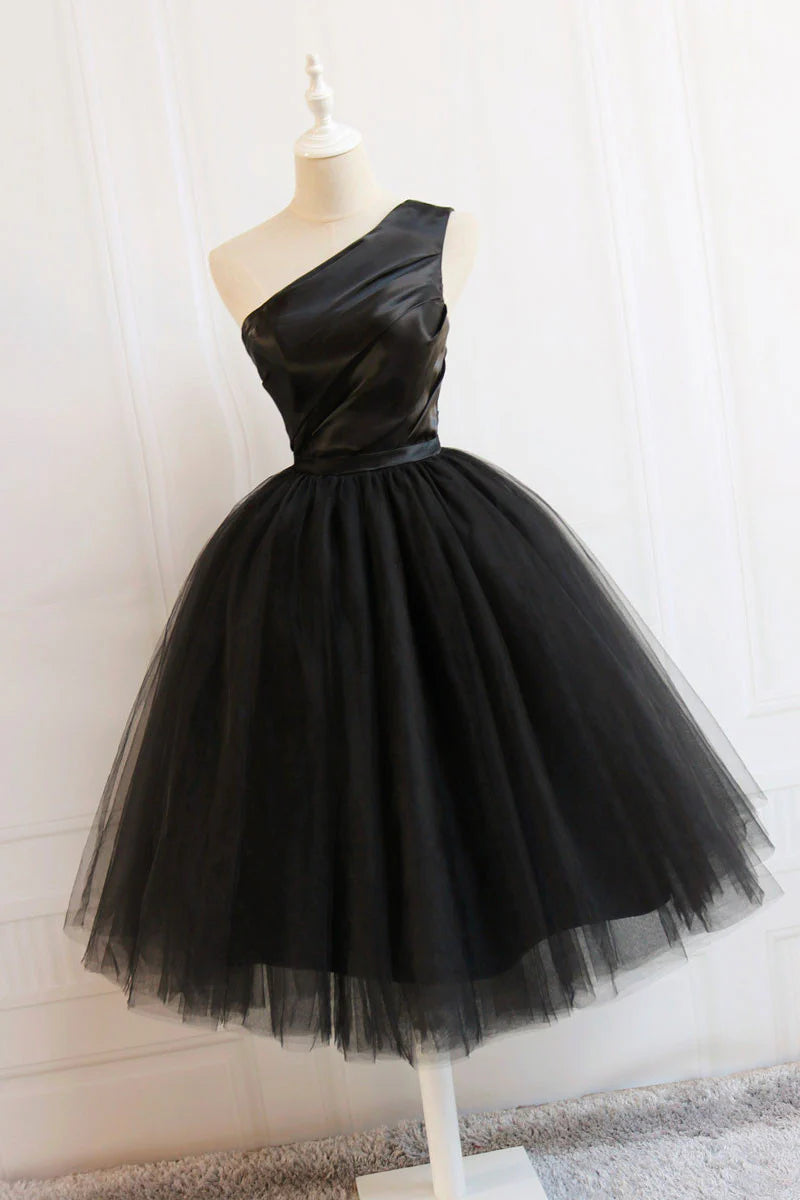 Cute black short prom dress black homecoming dress