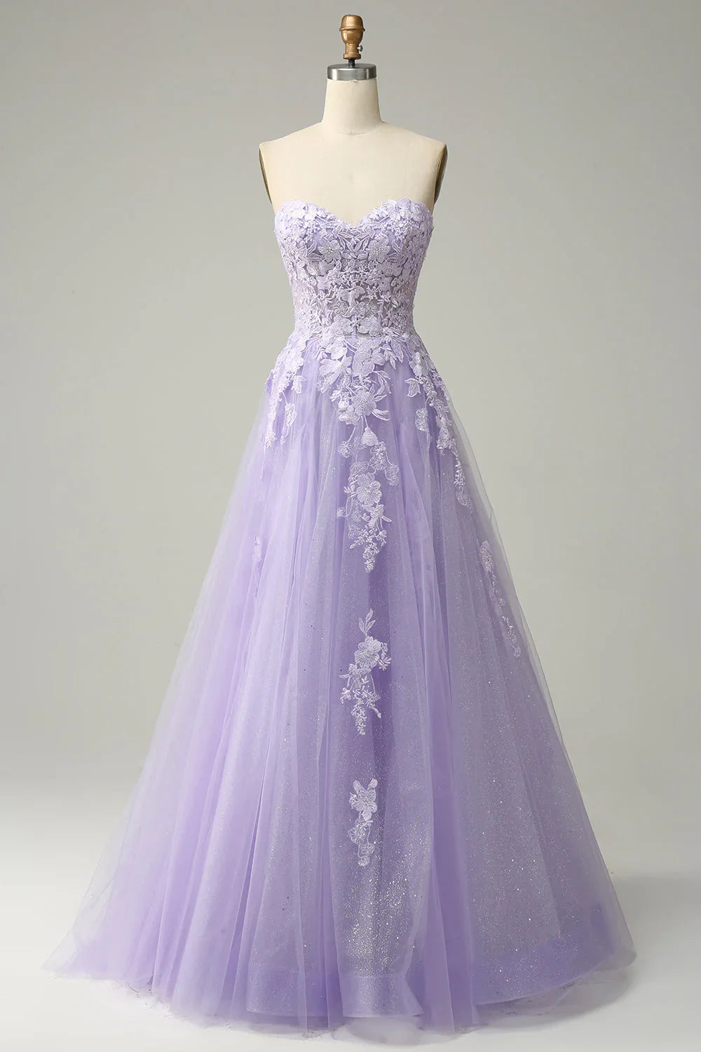 DingJiDress A Line Spaghetti Straps Long Purple Prom Dress with Appliques
