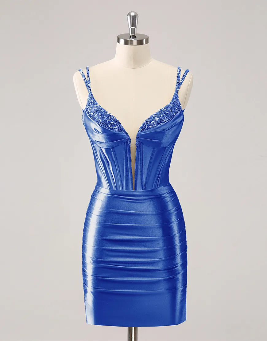 Elegant and fashionable short suspender satin slim fit back to school party dress