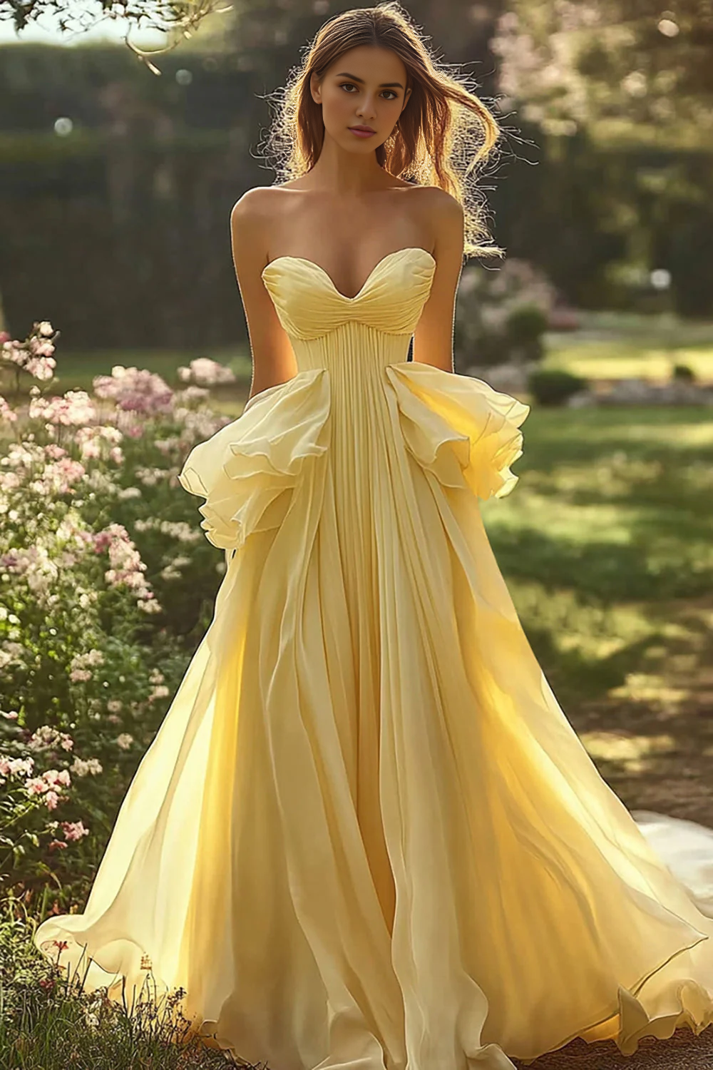 DingJiDress High Quality Dress A Line Off Shoulder Sweetheart Chiffon Long Ruffles Fantastic Prom Dress