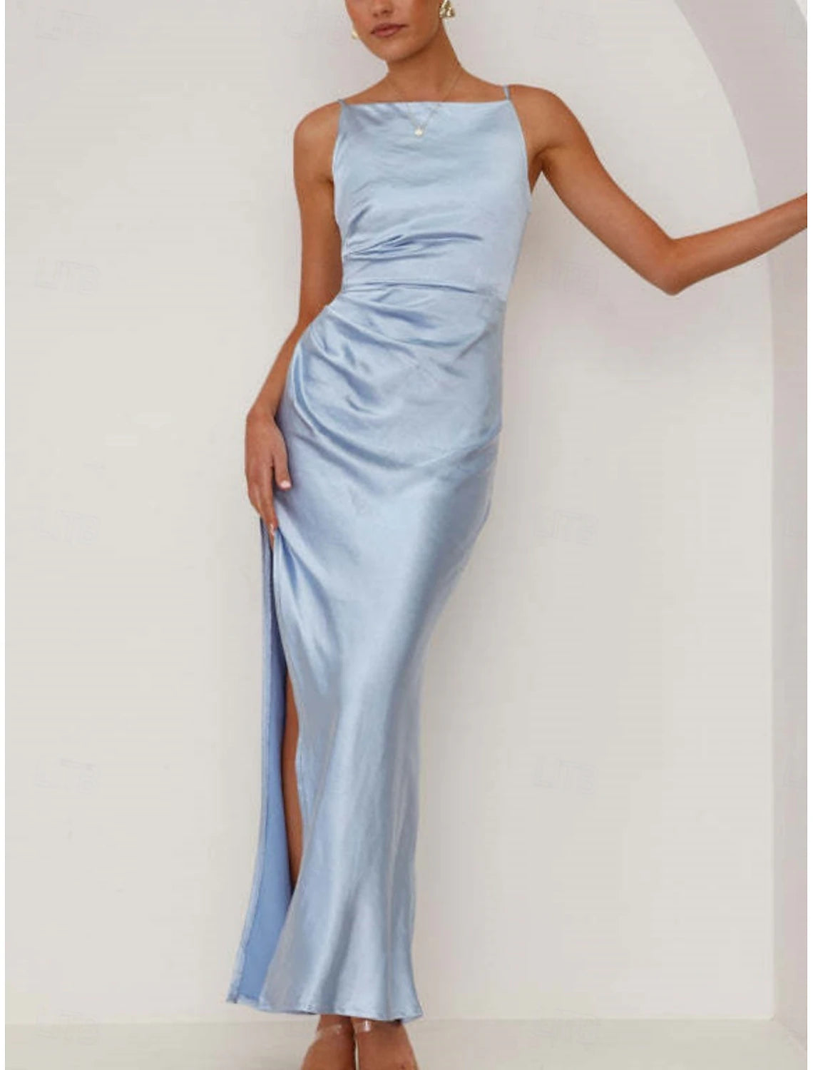 Women's Maxi Dress Party Dress Satin Dress Elegant Sexy Formal Party Wedding Guest Engagement Regular Fit Plain Sleeveless Crew Neck Black Pink Blue Green Summer Spring Fall