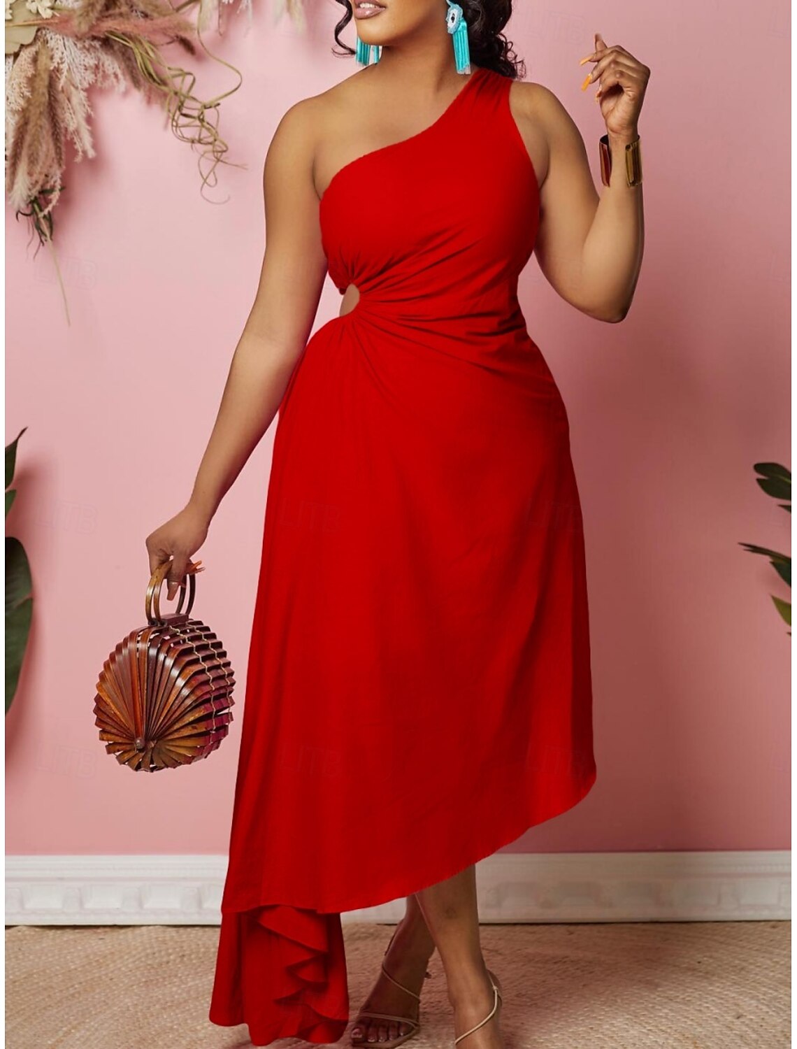 Women's Maxi Dress A Line Dress Solid Color Work Dresses Off The Shoulder Dress Formal Formal Party Work Regular Fit Plain One Shoulder Yellow Red Green Summer Spring