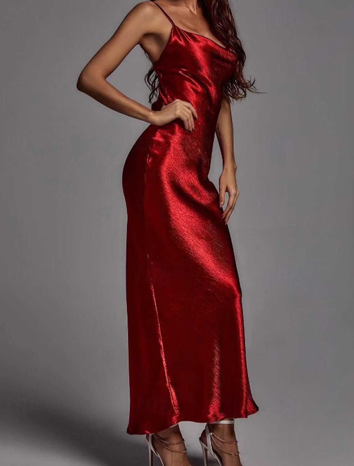 Women's Long Dress Maxi Dress Graduation Dress Party Dress Slip Dress Elegant Fashion Party Birthday Evening Party Regular Fit Plain Sleeveless Spaghetti Strap Champagne Red Summer